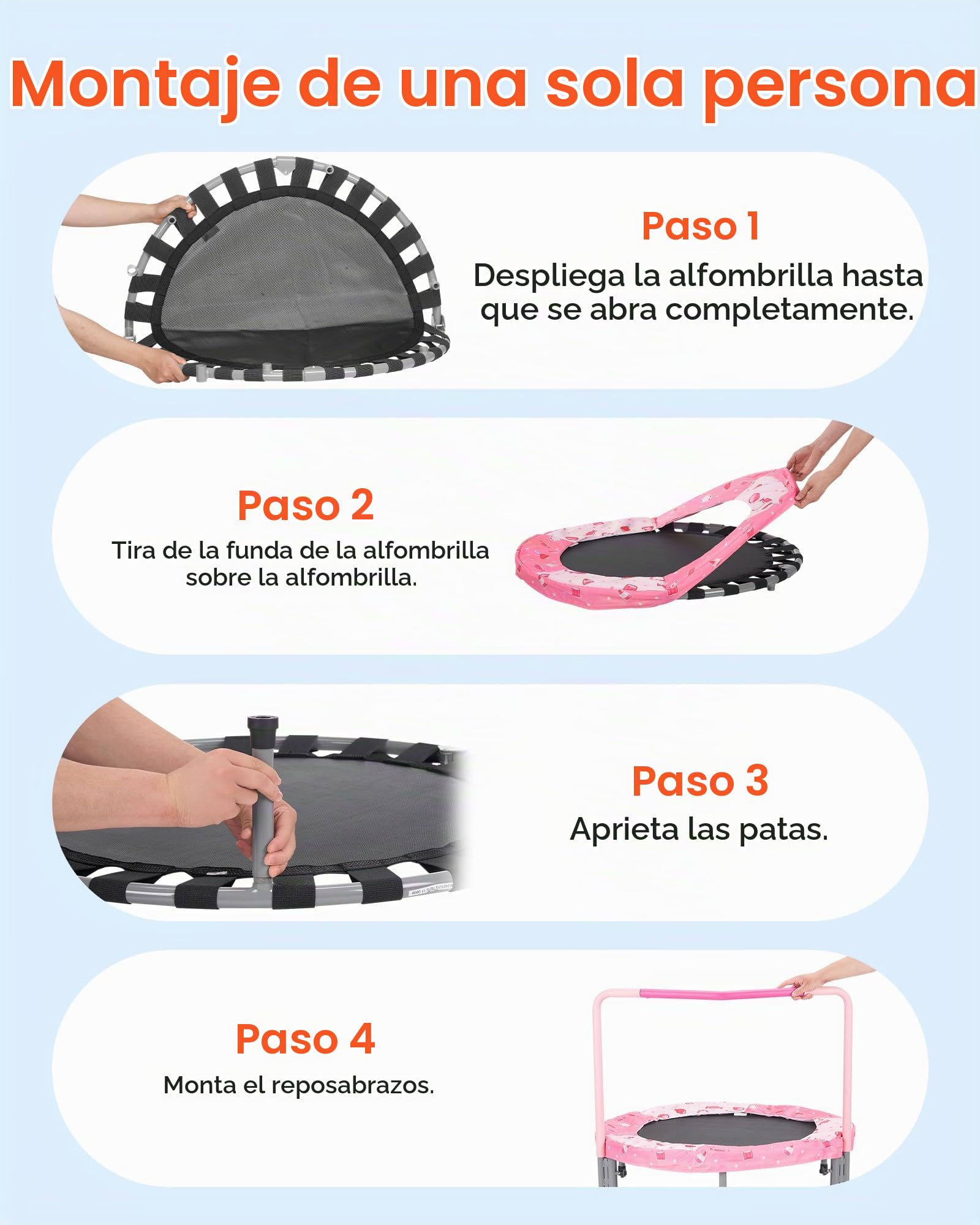 VEVOR Trampolín para Niños para Interiores y Exteriores, Mini Trampolín Plegable con Asa, Trampolín de Rebote para Niños y Niñas de 3 Años en Adelante, para Actividades Divertidas, 955 x 750 mm, Rojo