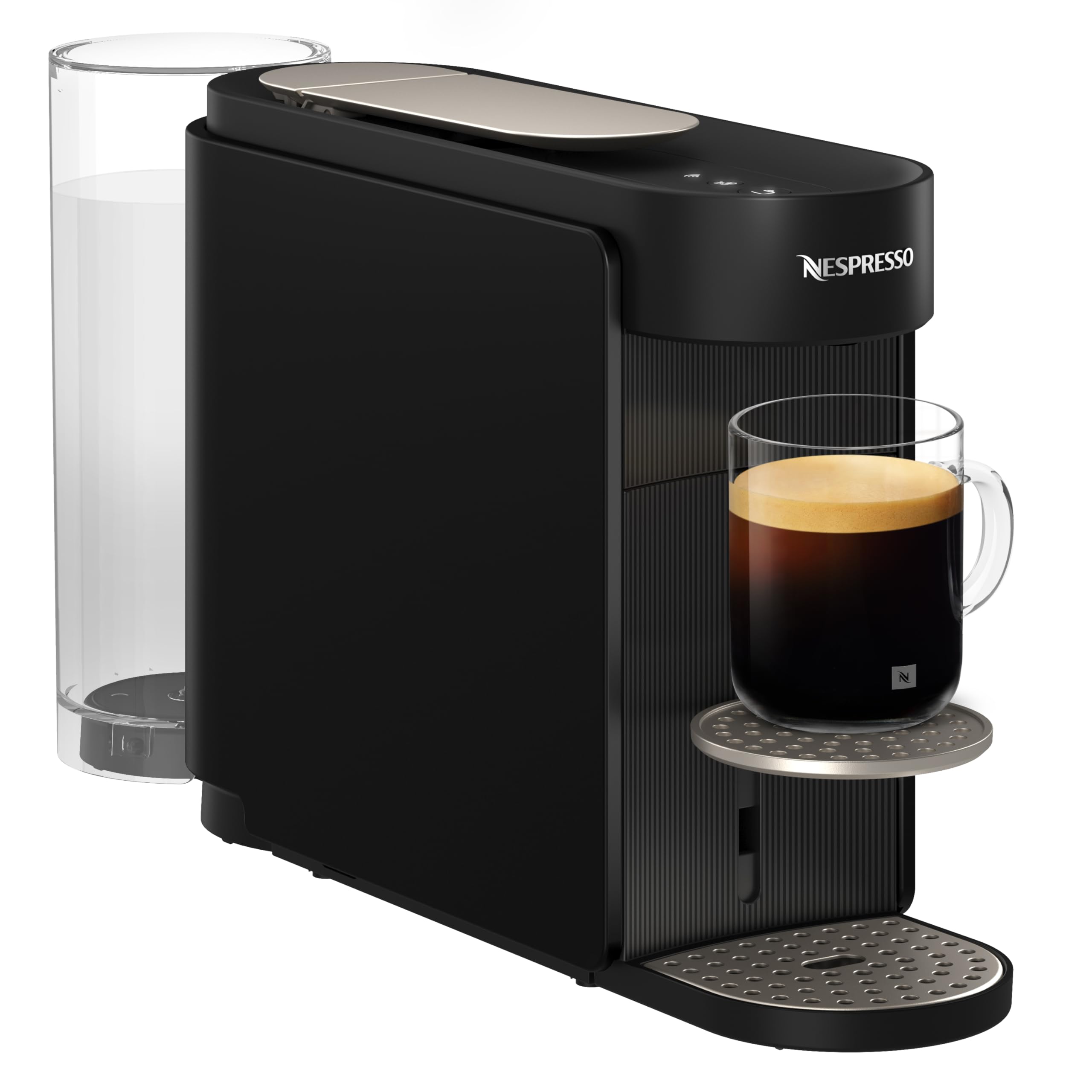 NESPRESSO KRUPS Vertuo Up Schwarz Kapselmaschine, 5 Tassengrößen, 3 Sek. Aufheizzeit, One Touch Kaffee Zubereitung, schwenkbarer Wassertank, Coffee Creations Modus, Kaffeemaschine XN9408