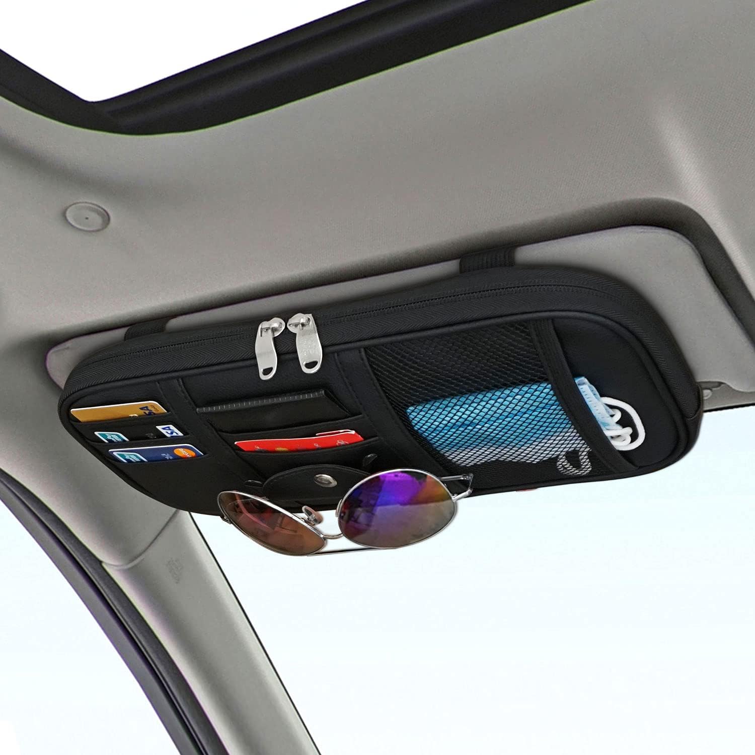 Qitdathn Car Sun Visor Organier Truck SUV Sun Visor Storage Pocket
