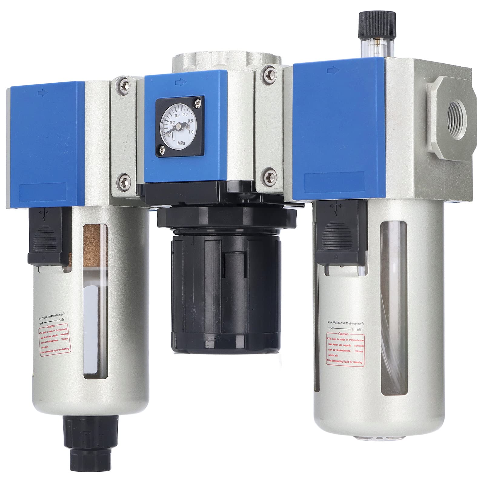 FTVOGUE Combinación de Lubricador Regulador de Filtro de Aire de 3 Etapas con Taza de Aceite de 160CC, Sellado de Espacios de Taza de Agua de 80CC para de Aire Comprimido (GC400-10)