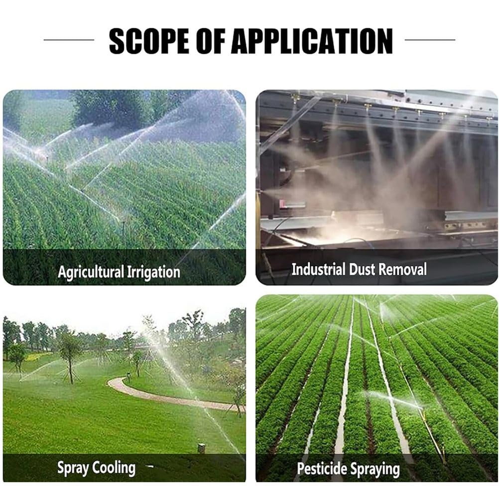 Irrigatore per Fattoria, Sprinkler Rotante a 360° per Ampia Area, Annaffiatura Uniforme, con 3 Ugelli di Ricambio, per Pascolo, Polvere e Irrigazione Agricola