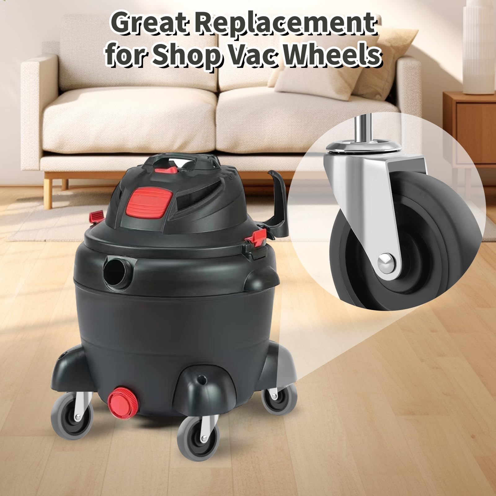 Besitu Rubbermaid Lot de 4 roulettes pivotantes de 10,2 cm de diamètre pour chariot utilitaire Rubbermaid Mop Bucket Shop Vac Weber Grills