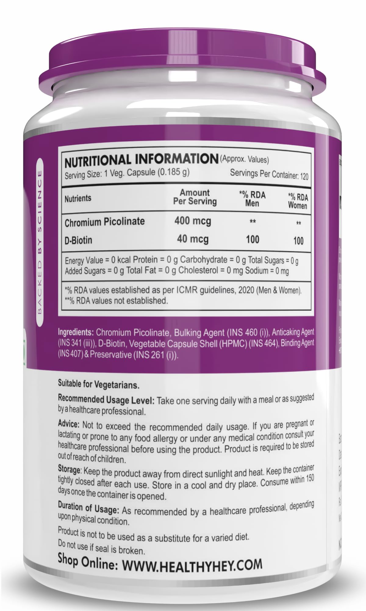 HealthyHey Nutrition Chromium Picolinate -Support Glucose Metabolism (High Absorption) 120 Capsules, Non-GMO, Gluten Free 1