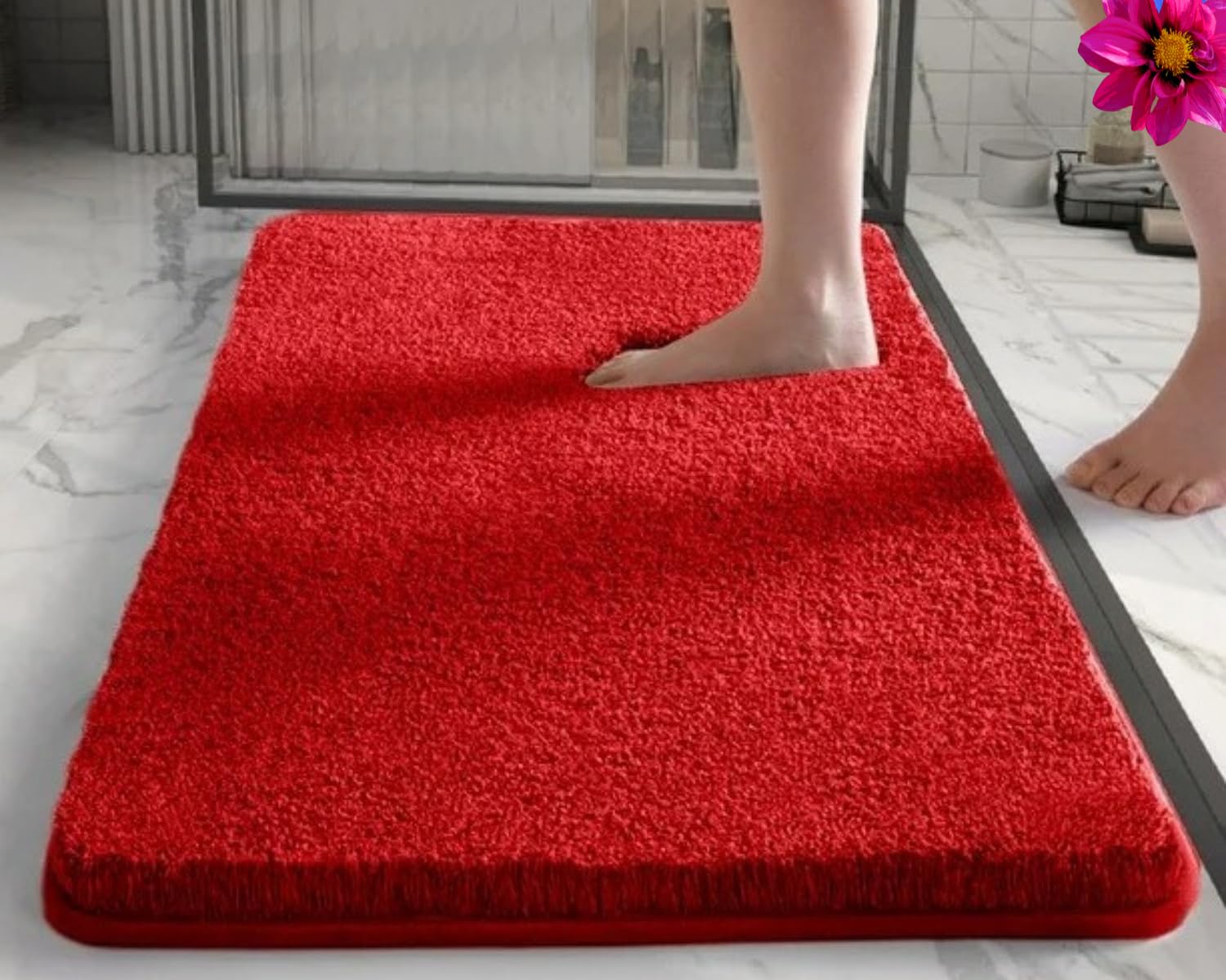 HOWNICE Decore Microfiber Door Mats for Home Entrance Living Room | Anti Skid Doormats for Bathroom Entrance and Bedrooms | Main Door Mats for Entrance Matt, (Bedroom Mat Red)-picture-32
