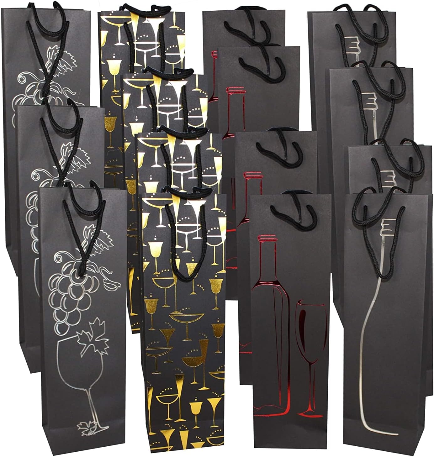 Wine Gift Bags with Handles, 50-Pack of Kraft Paper Bottle Bags, Brown ...