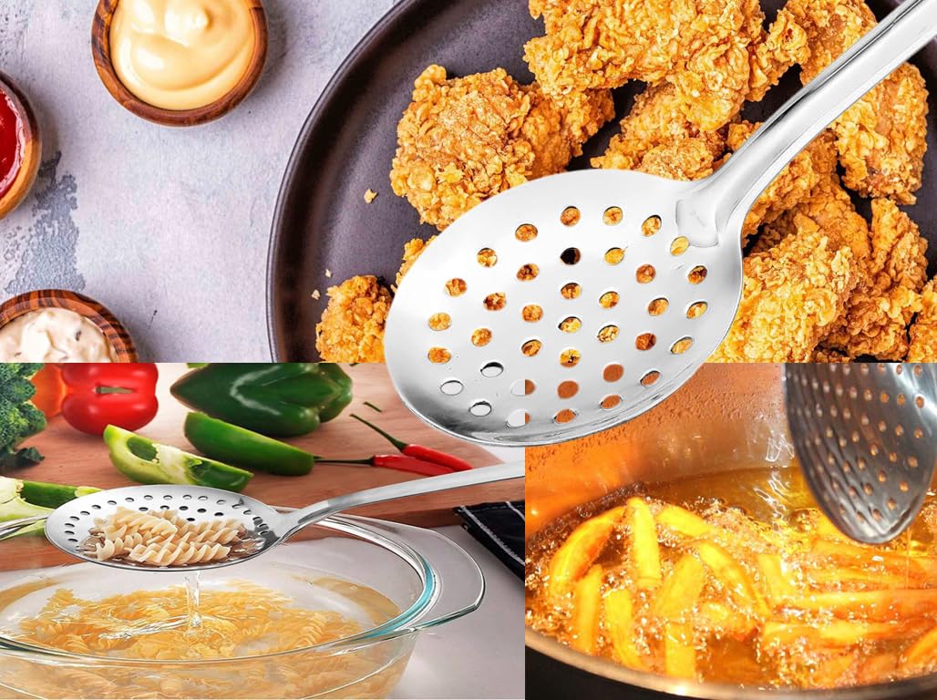 KRIPT 9 Skimmer Spoon for Frying Stainless Steel., 30X8.5X2 Cm, Silver 1