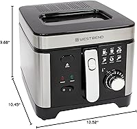 Vista 11 de Freidora West Bend con control de temperatura ajustable, cesta antiadherente, ventana de fácil visualización y guía de temperatura, asa plegable