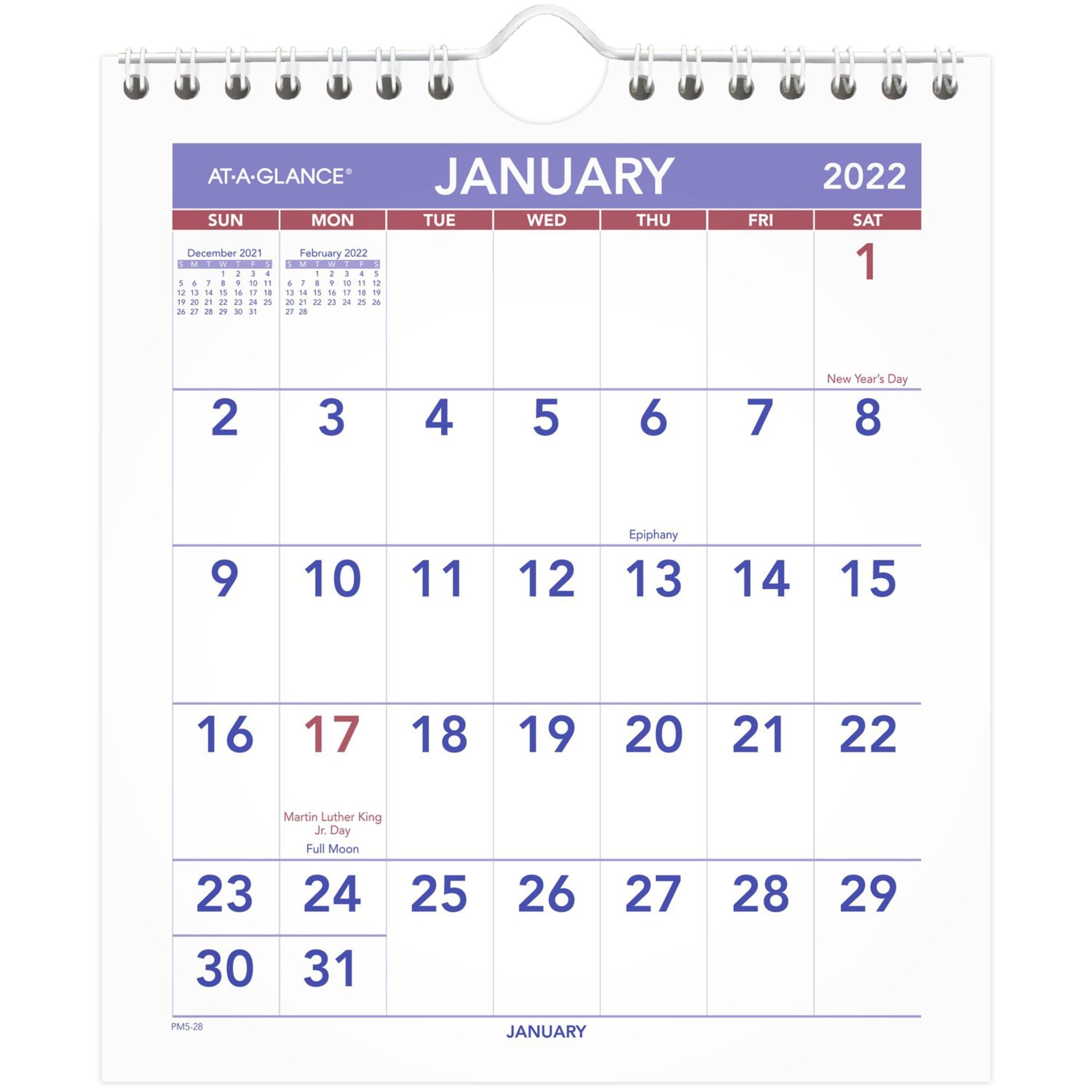 AT-A-GLANCE - Calendario de pared 2022, 6-1/2 x 7-1/2 pulgadas, mini, mensual (PM528)