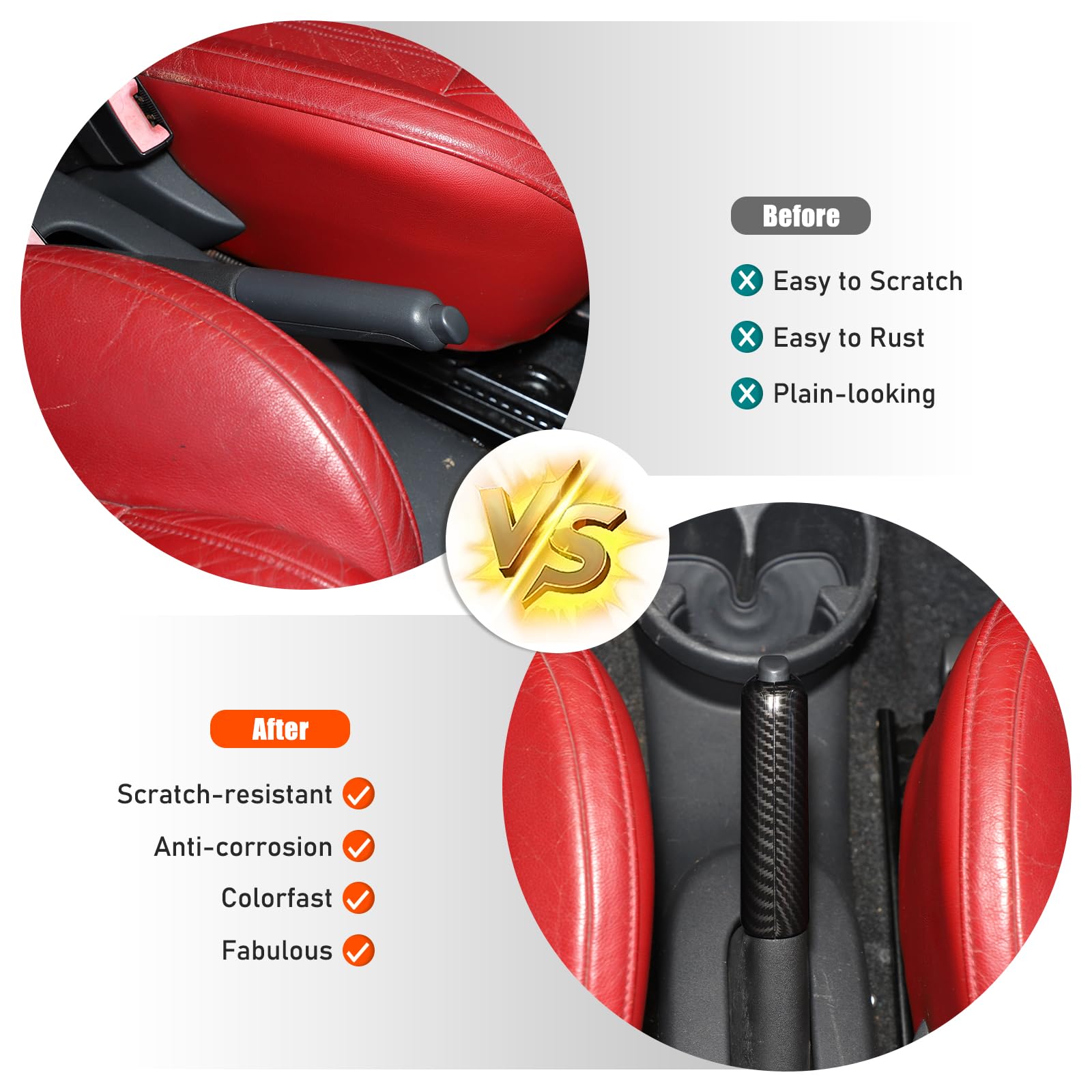 Copertura per leva del freno a mano per @F@iat @500 Abarth 595 2007-2013-2025, copertura del freno a mano in ABS, coperture protettive per pomello del cambio, accessori interni