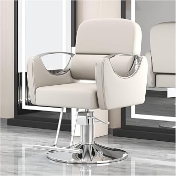 Barber Chair, Styling Chair for Hair Stylist, Hydraulic Barber Chair Height Adjustable, 360 Swivel, Beauty Salon Spa Equipment, Multi-Function Salon Chair Equipmen,White,A