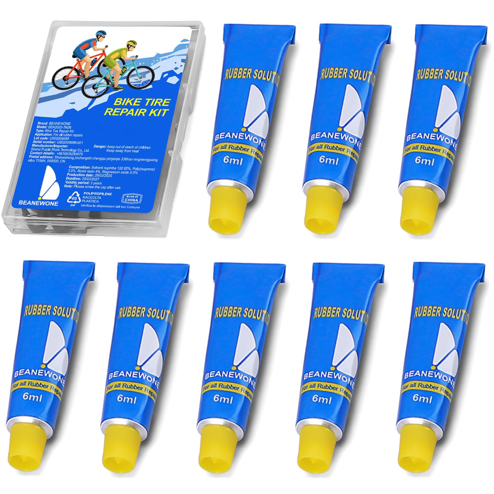 Beanewone Tire Repair Glue, 8 PCS Rubber Cement Tire Glue, High-Strength Vulcanizing Cement for Tire Patches