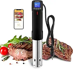 Inkbird Máquina Sous Vide WiFi ISV-100W, Circulador de imersão de fogão Sous-Vide de 1000 Watts com 14 receitas predefinidas no aplicativo e função de calibração, imersão térmica, aquecimento rápido