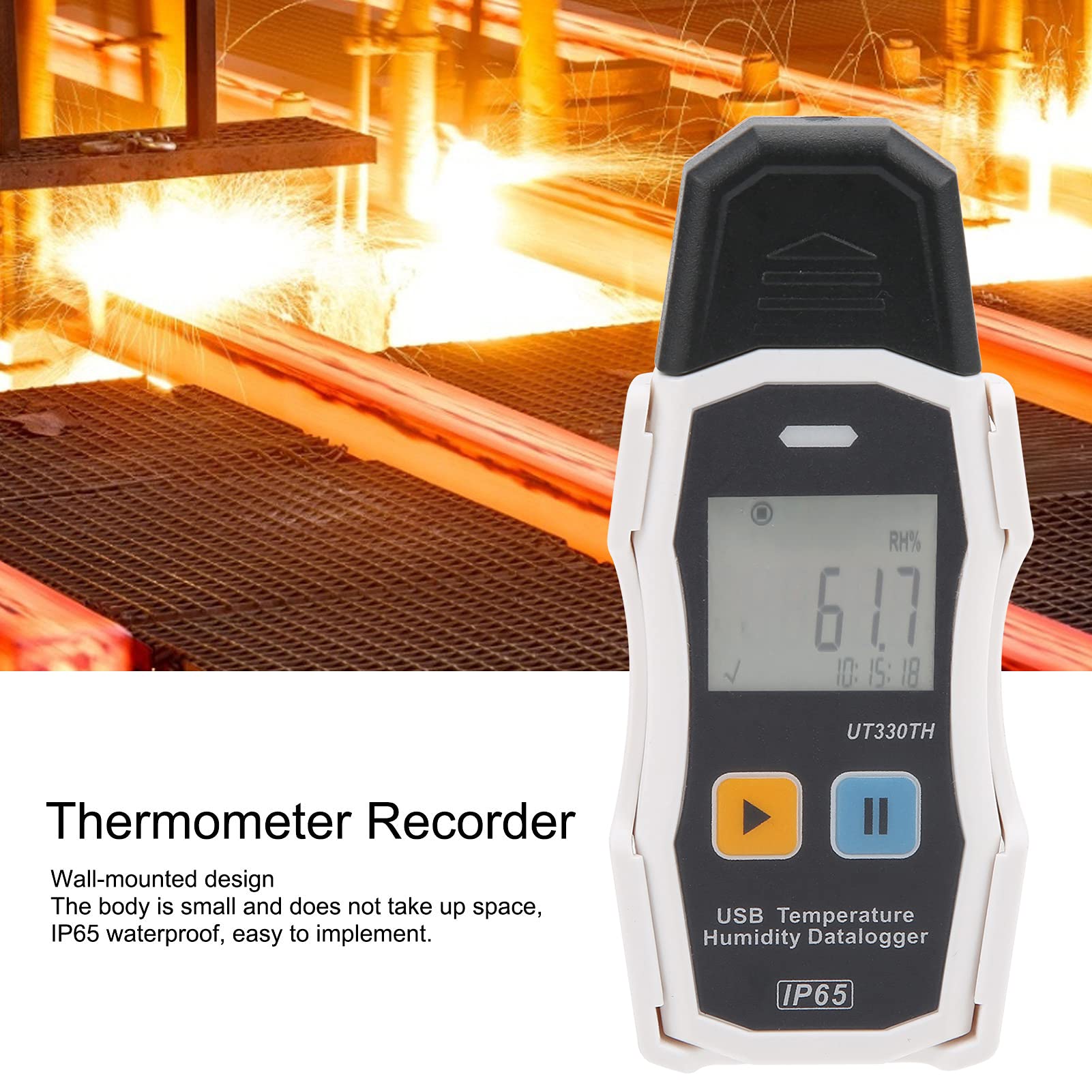 Ejoyous UT330TH Registratore di Temperatura e umidità Termometro Digitale ABS Igrometro 64000 Registra IP65 Registrazione Dati USB Da 22 a 158 °F Da 0 a 99,9% di umidità Relativa per Monitoraggio