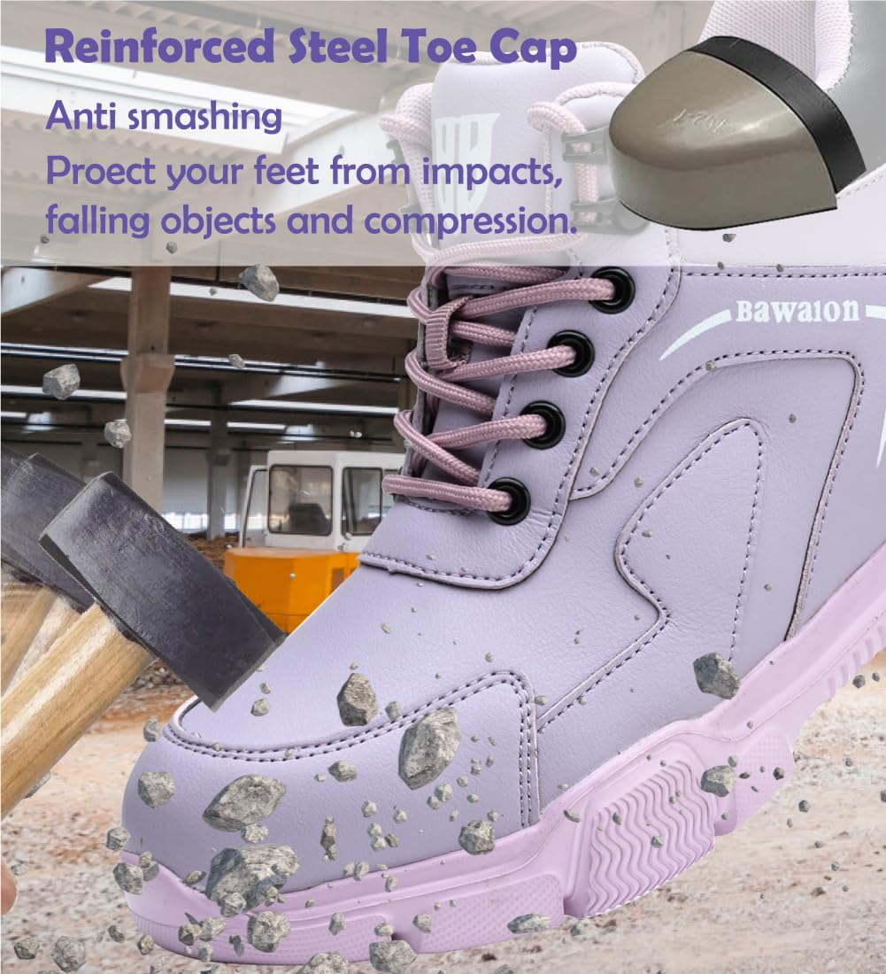 Impermeabile Scarpe Antinfortunistiche Alte Uomo Donna Leggere Scarponi Antinfortunistiche Stivaletti da Lavoro con Punta in Acciaio in Pelle