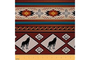 Southwestern Wolf Tribal Southwest Fabric by The Yard