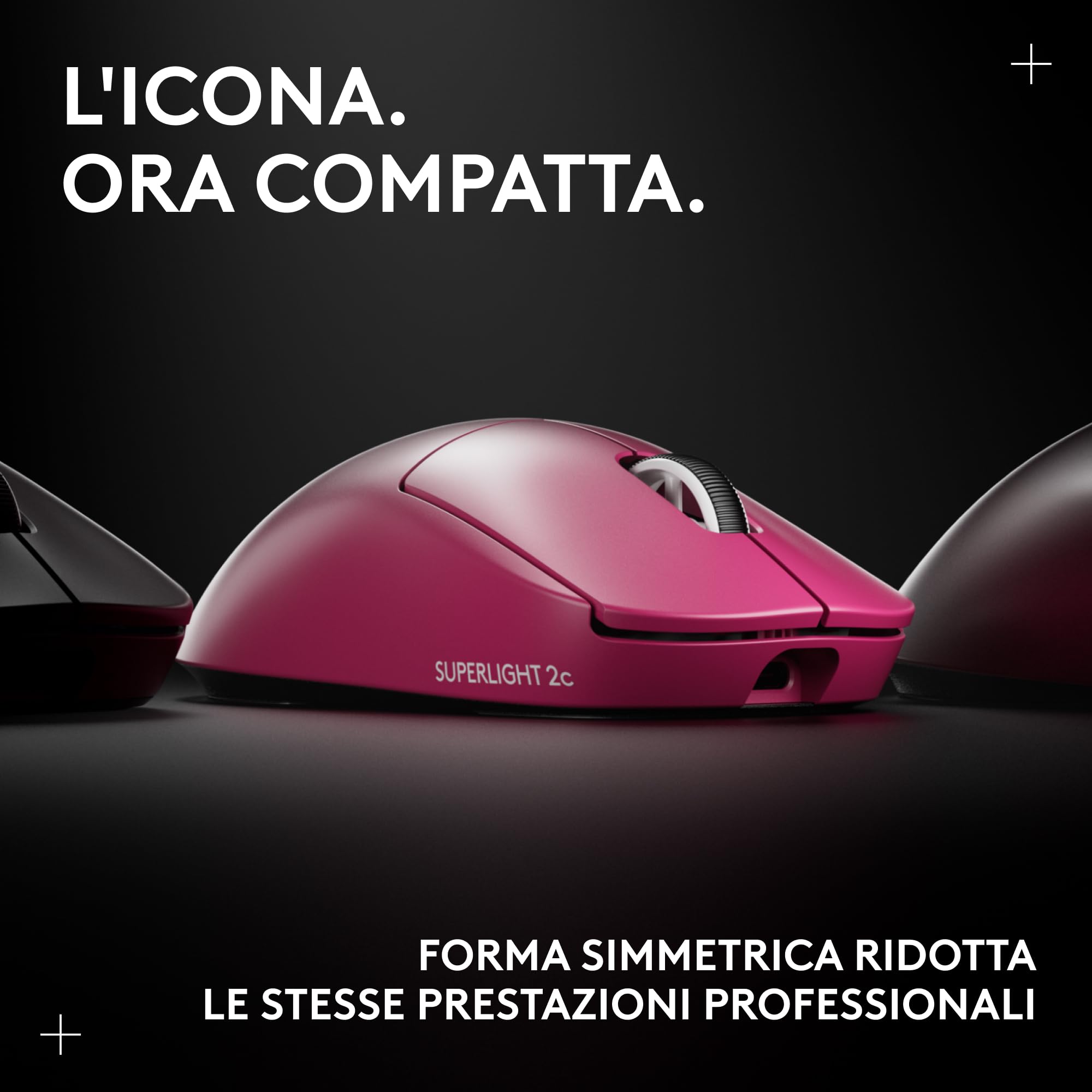 Logitech G PRO X SUPERLIGHT 2c, mouse gaming wireless mouse compatto Pro-Grade da 53 g con 5 pulsanti programmabili, ricarica USB-C, sensore a 44K DPI, aggiornamento fino a 8 kHz, PC/Mac - Rosa