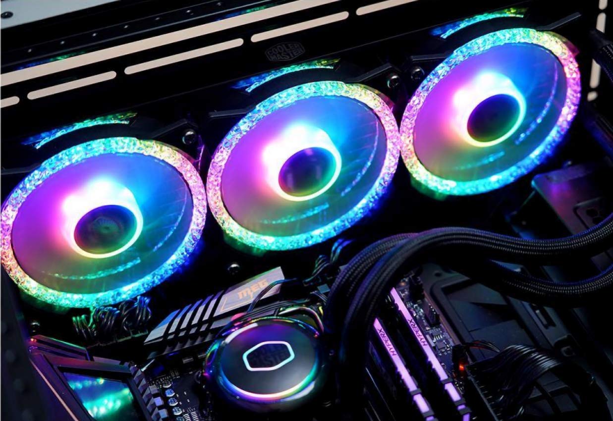 3-in-1 MasterFan MF120 Prismatic w/ARGB Controller,Addressable RGB 120mm Fan w/Radiant Crystalline Lighting Effect-Crystallized Loop w/Tri-Loop ARGB Lighting (3-in-1 Fan w/Controller)