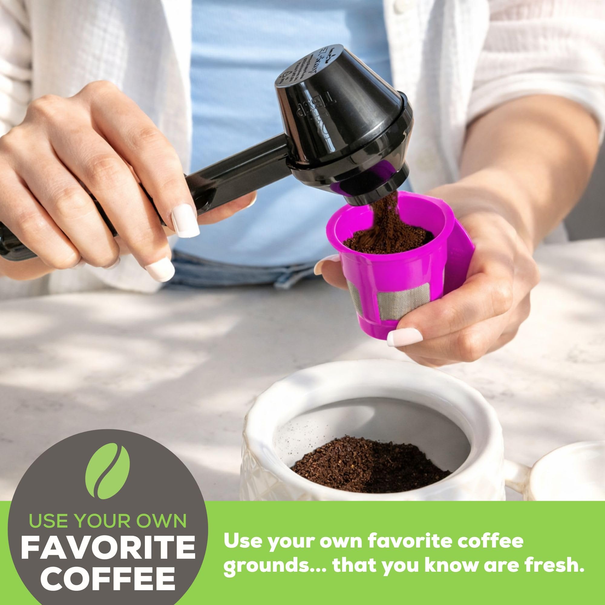 Cafe Fill 4-Pack Reusable Refillable Coffee Pod Filter Capsules Plus Coffee Scoop by Perfect Pod | Compatible with Keurig ...