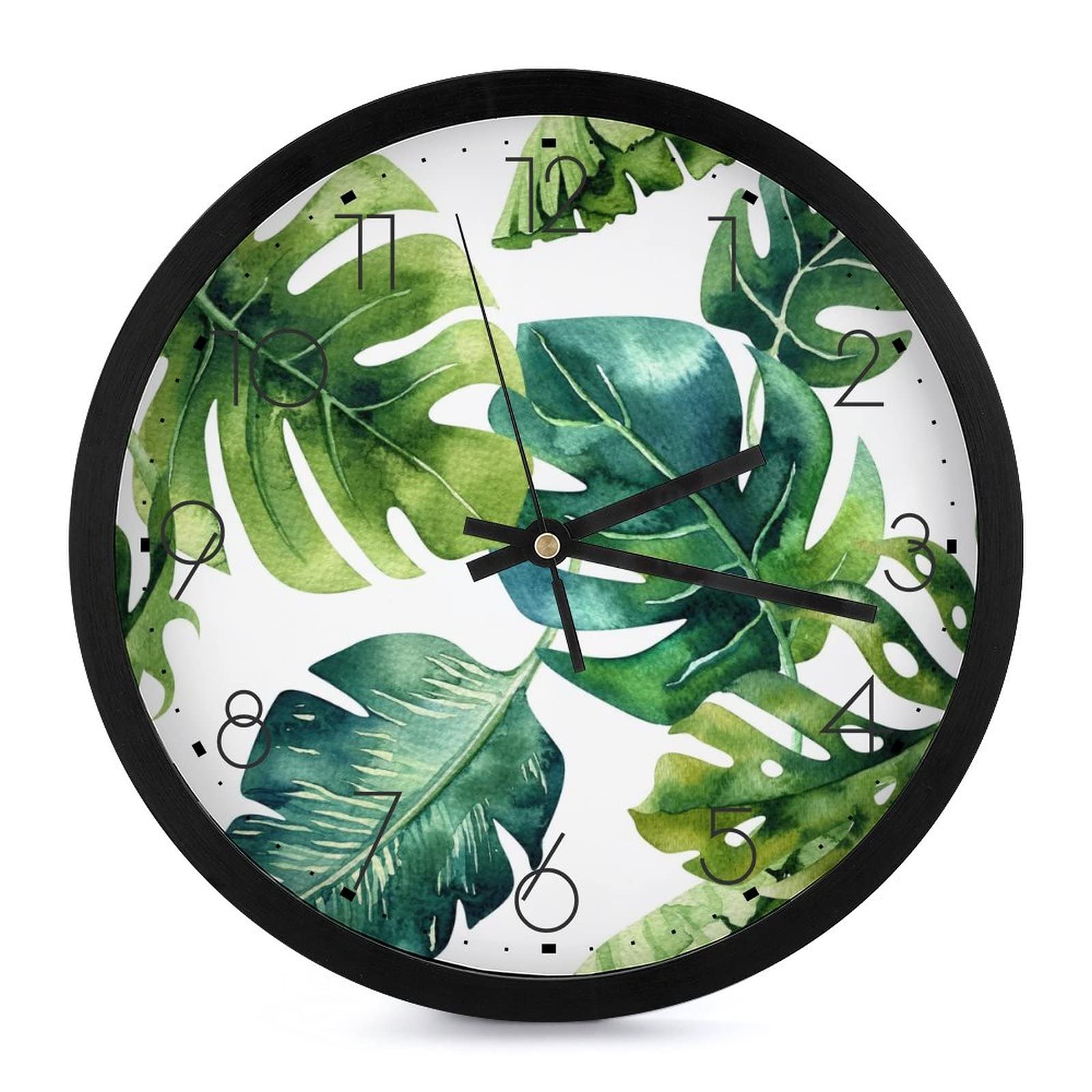 Horloge murale tropicale ronde 25.4cm avec grands chiffres pour salon