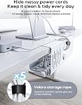 NODOCA No Drill Under Desk Cable Management Tray, 35cm Wire Management, Punch-Free Clamp on, Newest Metal Cable Tray, Wire Organizer Under Desk, Under Desk Basket for Office and Home, White