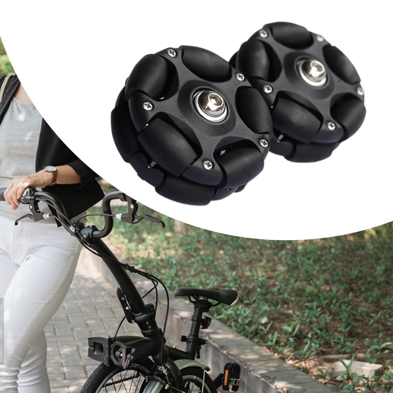 kowaku 58mm Folding Bicycle Easy Wheels, Roller Rear Wheels, Supplies, Rack Easy Wheels,Flexible,Omni Directional Wheels for Outdoor, Black