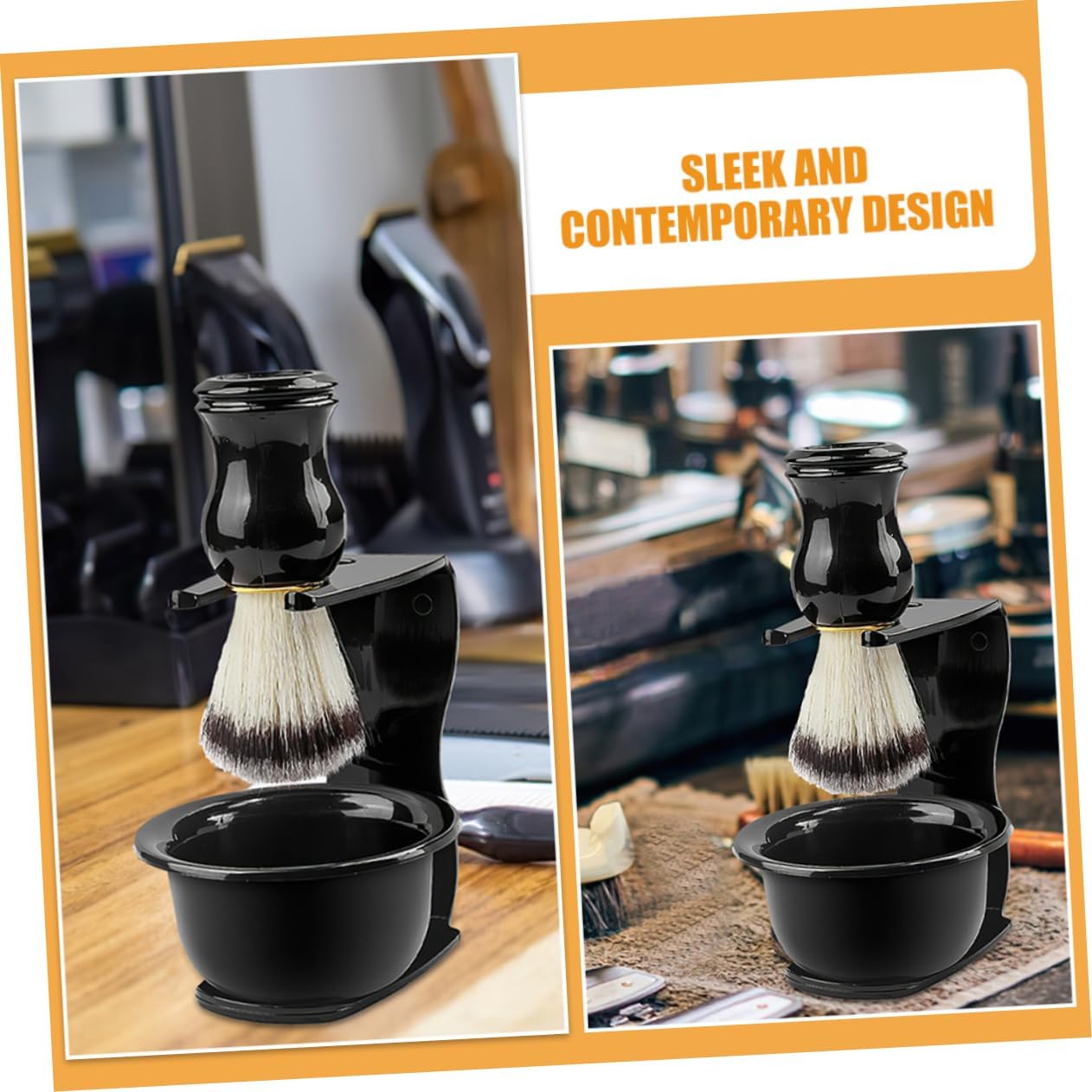 WOONEKY 2pcs Elegant Shaving Brush Stand Razor Brush Holder Barber Tool Stand for Safety Razors