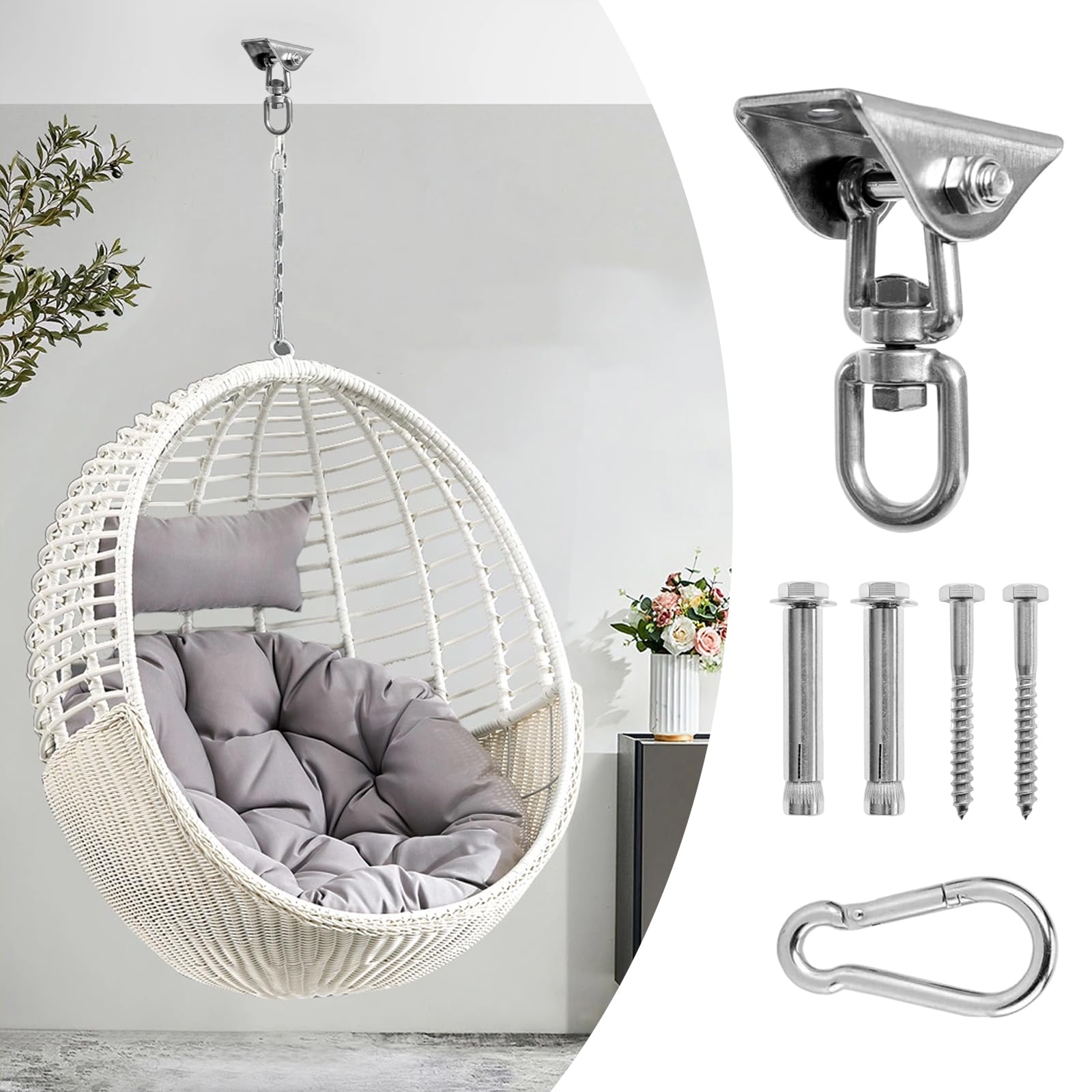 Lunyloer Heavy Duty Swing Hangers 360° Swivel Hooks with Screws - Image 4