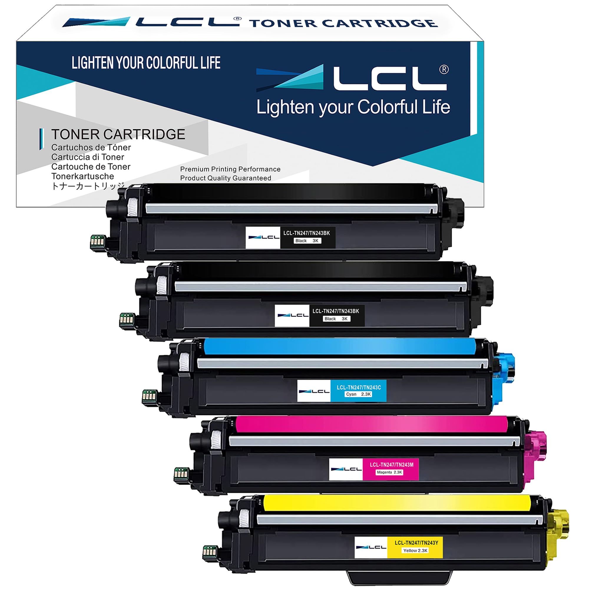 LCL TN247 TN-247 alta capacità Cartuccia toner Compatibile per Brother TN-247BK TN-247C TN-247M TN-247Y TN-247CMYK per DCP-L3550CDW MFC-L3750CDW MFC-L3730CDN MFC-L3710CW (5-Pack)