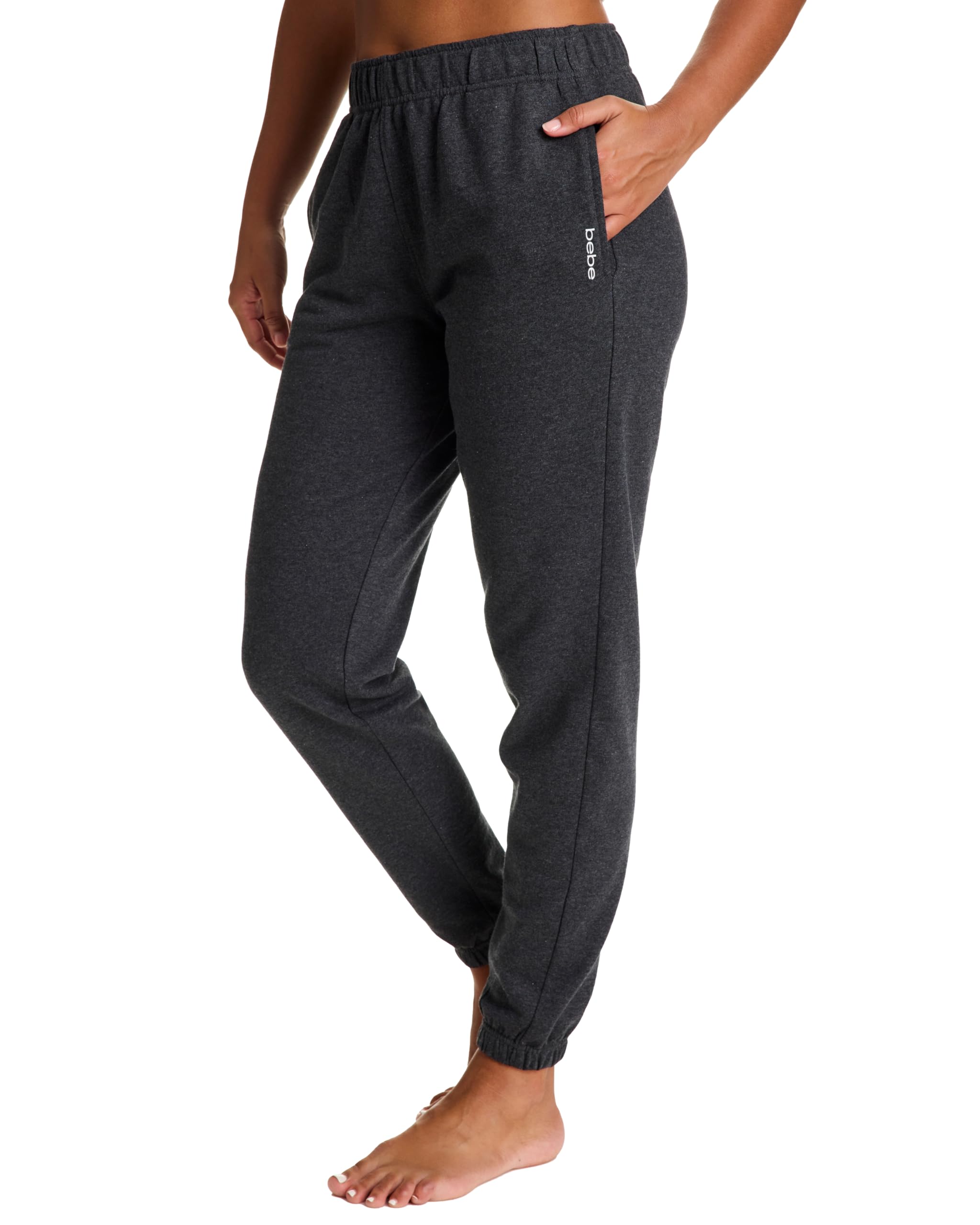 bebe Womens Sweatpants with Pockets, French Terry Joggers Sweats for Women (Charcoal Heather, X-Large)