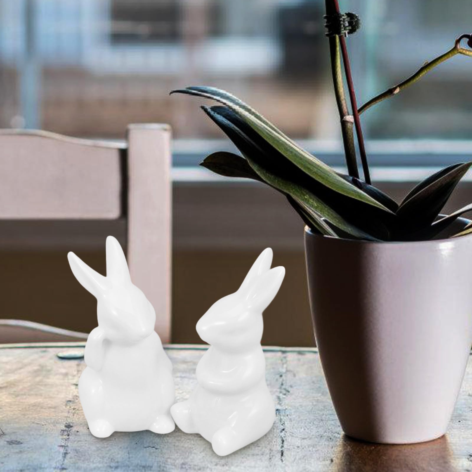 PACKOVE 5pezzi Statuine Coniglietti in Ceramica Bianca Decorazioni Artistiche da Tavolo per Casa e Ufficio Ornamenti Delicati Pasquali e Regali Originali