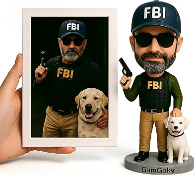 Custom Bobblehead,Personalized Police Figurine with Badge&Handcuffs, Action Figure Based on Your Photo, for Officers, Retirement, BirthdayPreview Available Before finalization