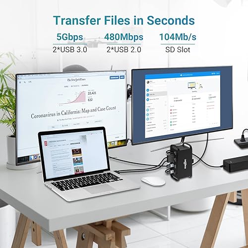 Miniatura 6 de Estación de acoplamiento para MacBook con monitor dual 14 en 2 USB C con adaptador de corriente de CA de 100 W, HDMI dual 4K a 60Hz, 4 USB A, 4 USB