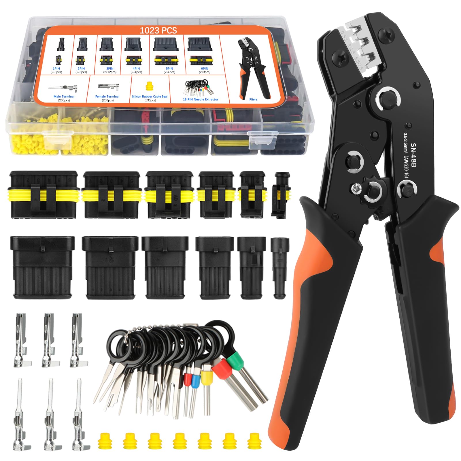 Automotive Wire Connectors Kit - 1004 Pcs with Tool -1