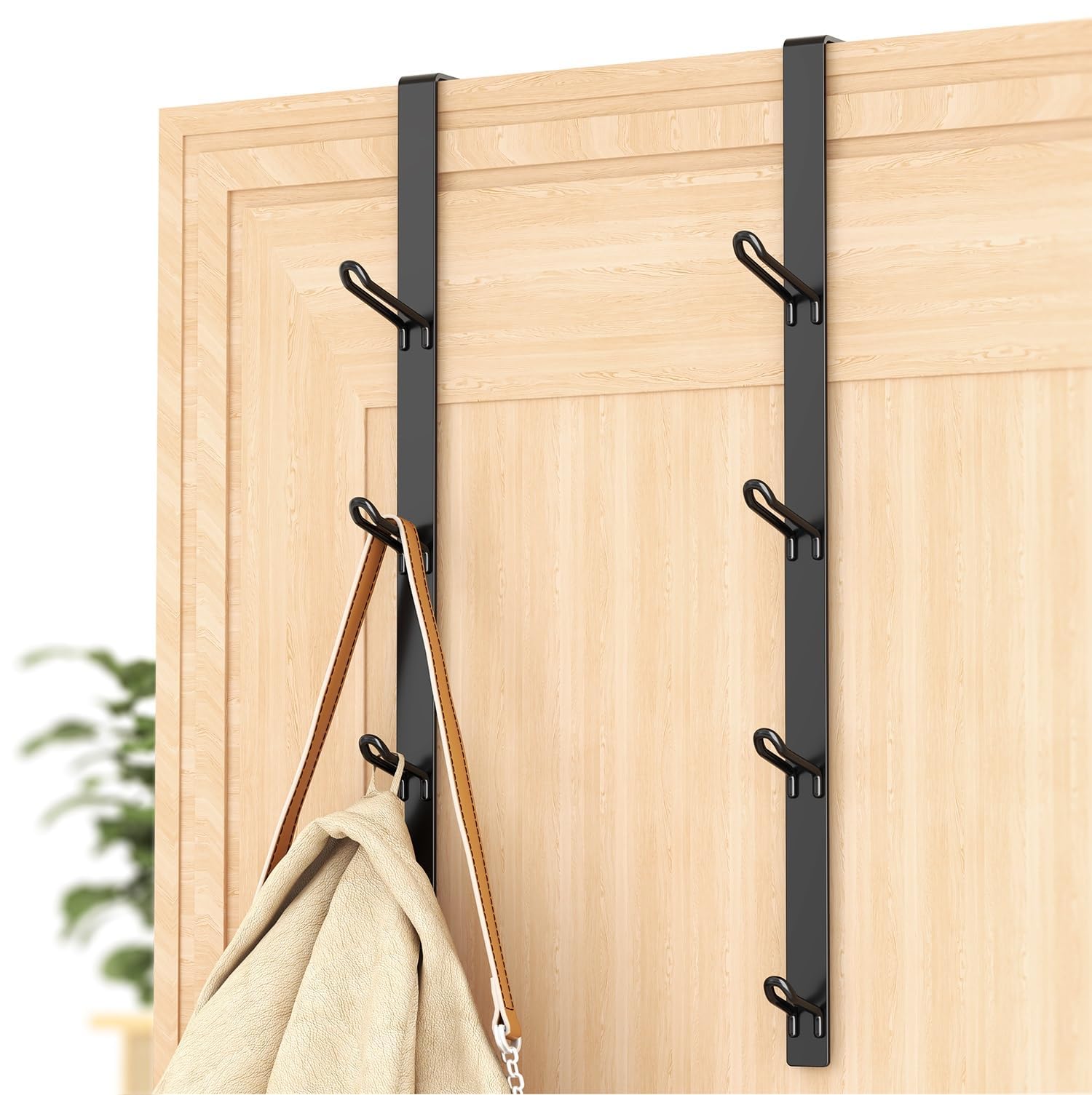 niffgaff Heavy Duty Over The Door Hooks, Space-Saving Vertical Door Hanger for Towels, Coats, and Accessories – 2 PCS, Matte Black