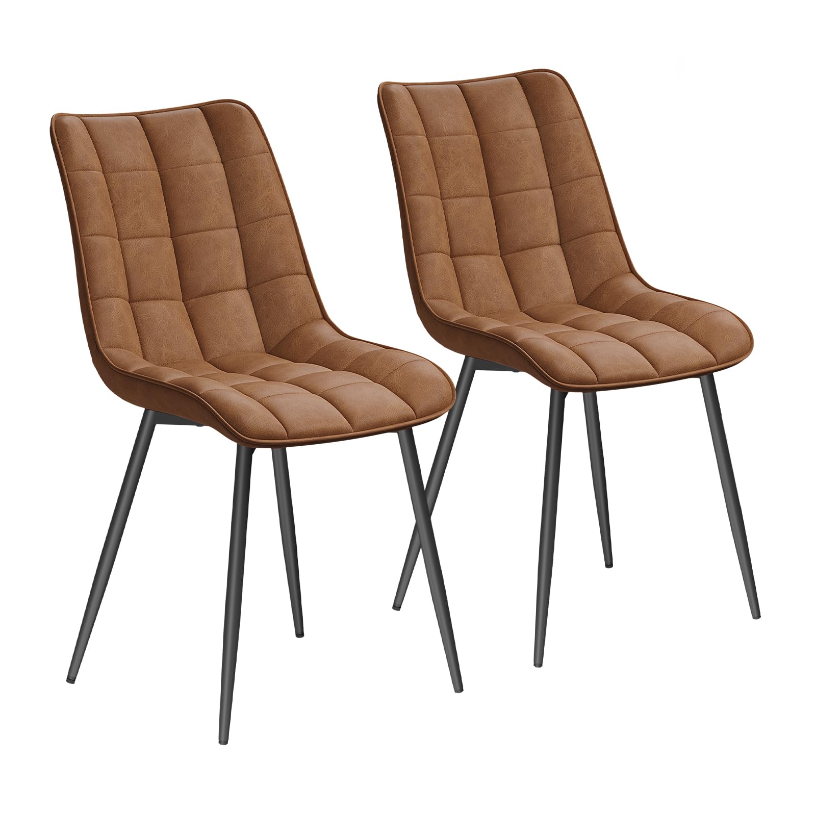 WOLTU Dining Chairs Set of 2, Accent Chairs for Kitchen/Dining Room/Bedroom/Reception Room with Backrest and Upholstered Seat, Faux Leather, Light Brown, BH207hbr-2