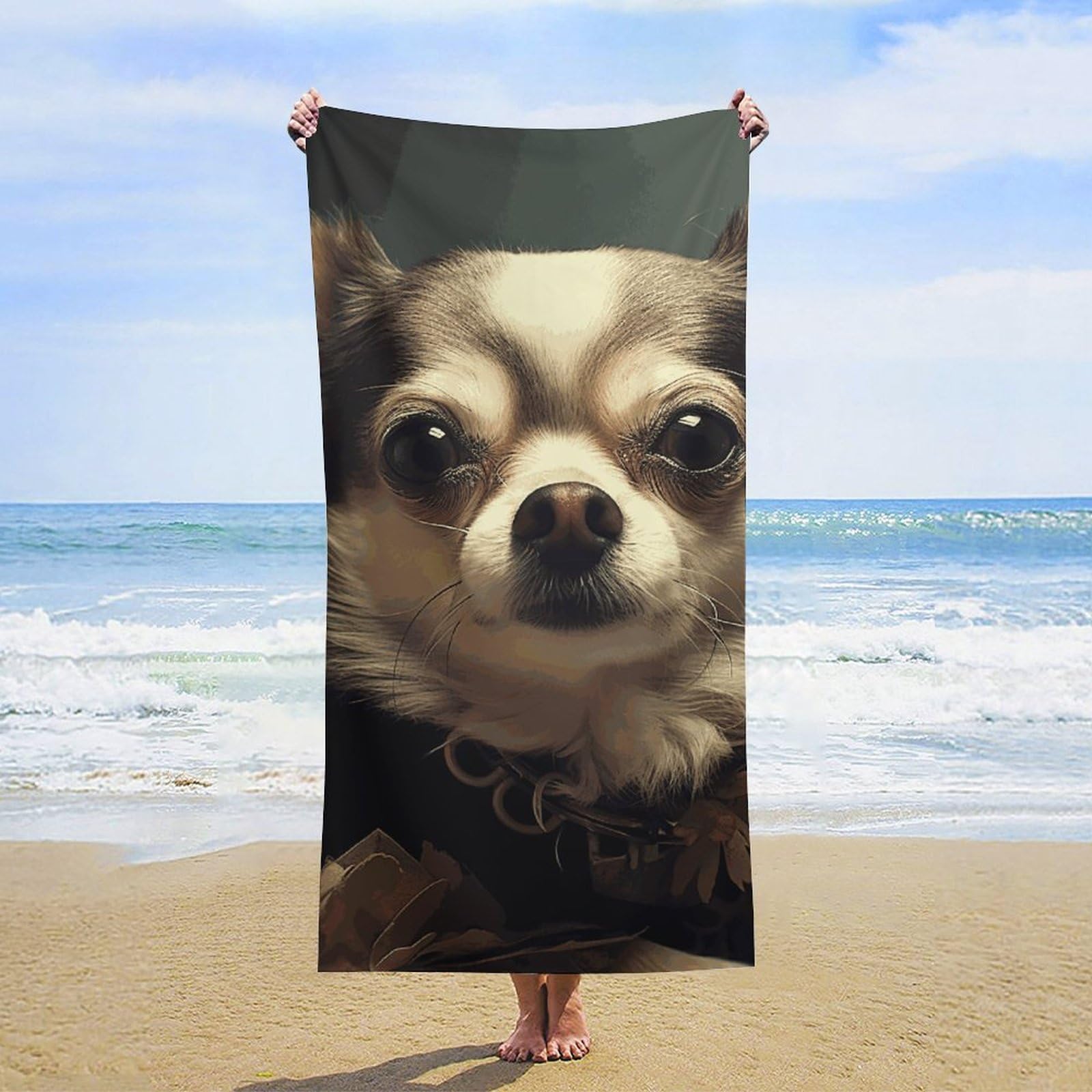 NTVOWPZO Chiwawa Beach Towel Oversized Microfiber Bath Towels Lightweight Sand Proof Beach Towels Absorbent Pool Towels for Swimming Yoga Bathroom Towel 31.5" X 63"