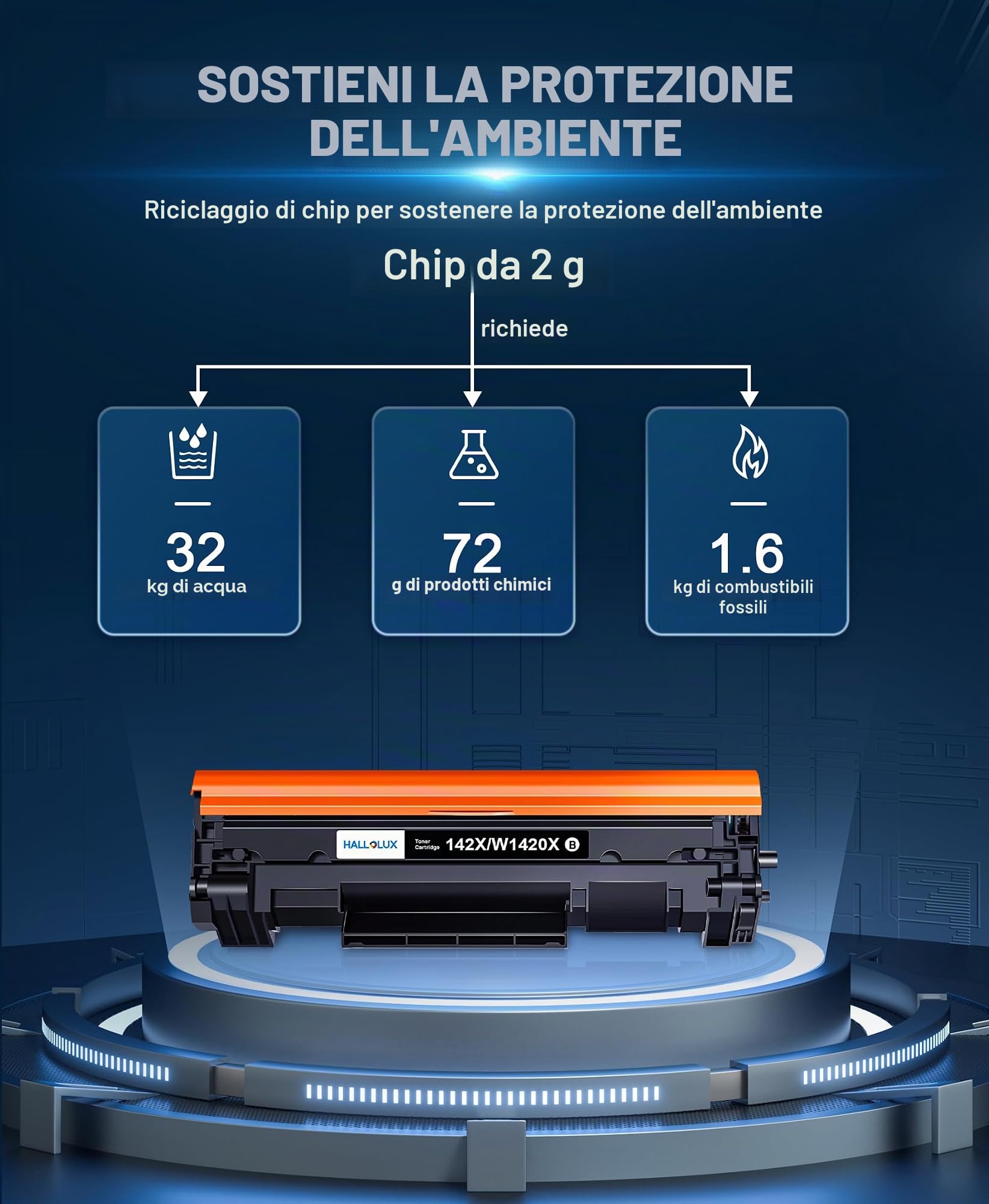 HALLOLUX 142X W1420X (SENZA Chip) Toner Laserjet Pro M110w 142X 142A (Nera)