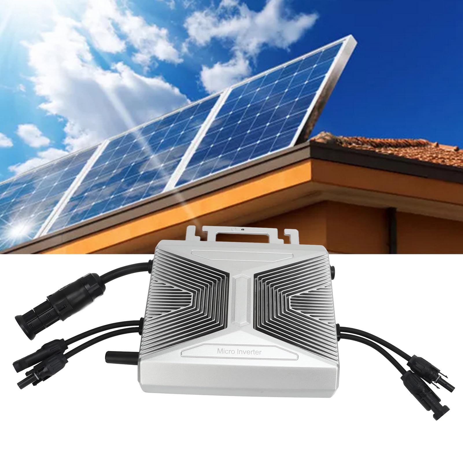 Hyuduo Solar-Mikro-Wechselrichter aus Aluminiumlegierung, Grid-Tie-Mikro-Wechselrichter, 800 W, mit WLAN, IP67, Wasserdicht, 95 Bis 96,5 Prozent Wirkungsgrad für Heim-Solarpanel-Systeme