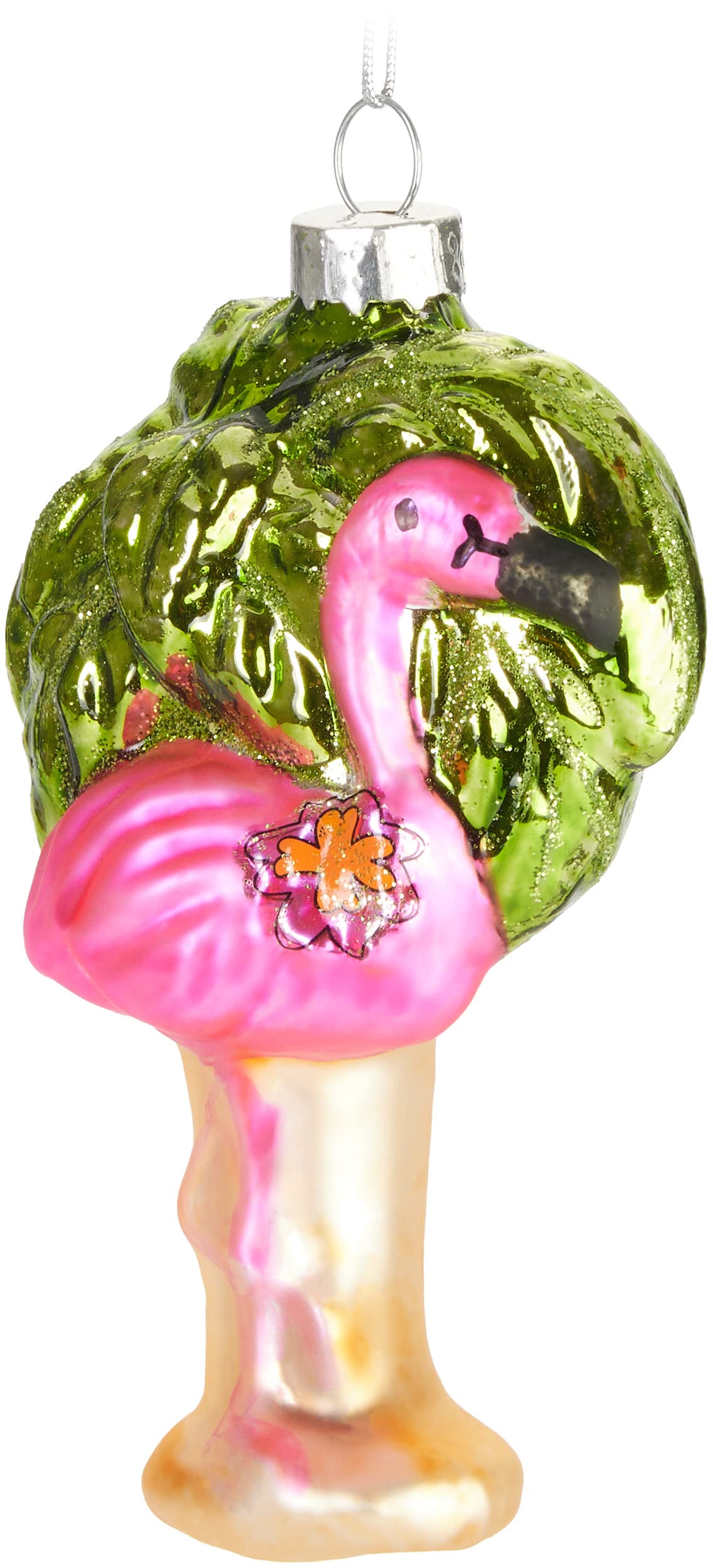 BRUBAKER Christmas Bauble - Hand Painted Blown Glass Christmas Tree Decoration Figurines Crazy Deco Pendant - Tree Ball - Flamingo