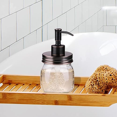 Miniatura 6 de Amolliar Dispensador de jabón líquido en tarro Mason de 10 onzas, tapa de bomba de acero inoxidable, bonita decoración de granja para cocina, baño,