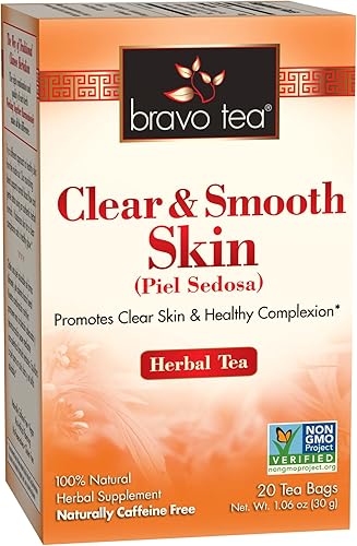 Bravo Tea, té de hierbas de piel clara y suave, sin cafeína, 20 bolsas de té