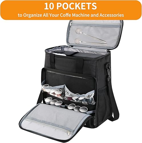 Miniatura 3 de Bolsa de transporte para cafetera de viaje compatible con Keurig K-Slim bolsa de almacenamiento portátil de una sola porción con correa para el