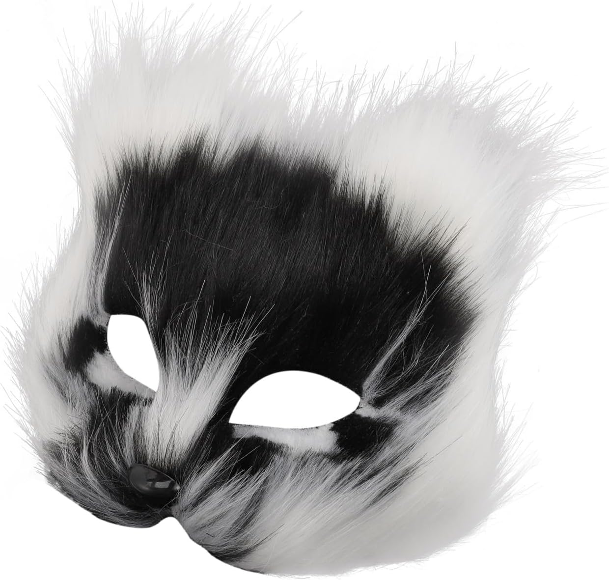 Amosfun Fox Face Half Mask with Realistic Fur 7.48X7.48X3.54 Inches for Halloween Masquerade Cosplay Party Accessory Animal Therian Mask
