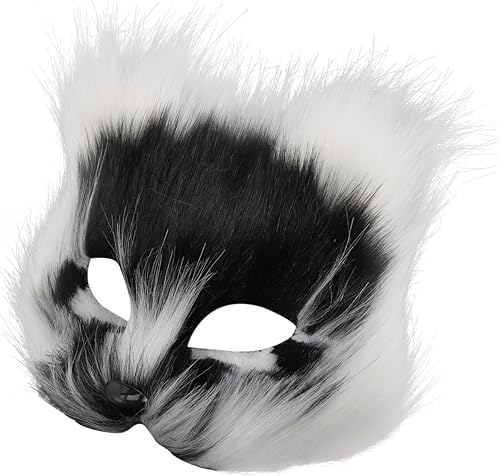 Amosfun Máscara de zorro de Halloween, máscara de gato peludo, disfraces de cosplay, accesorios de fiesta de Halloween, suministro de 7.48 x 7.48 x