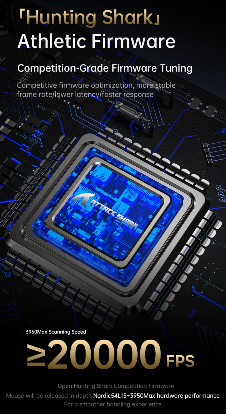 ATTACK SHARK X8 Serie Ratón Gaming Inalámbrico, 55–65 g Ultraligero, Sensor PixArt PAW3395/3950, Bluetooth/2.4G & USB, hasta 42.000 dpi, Cable LED C06 Ultra (Negro, X8 Ultimate)