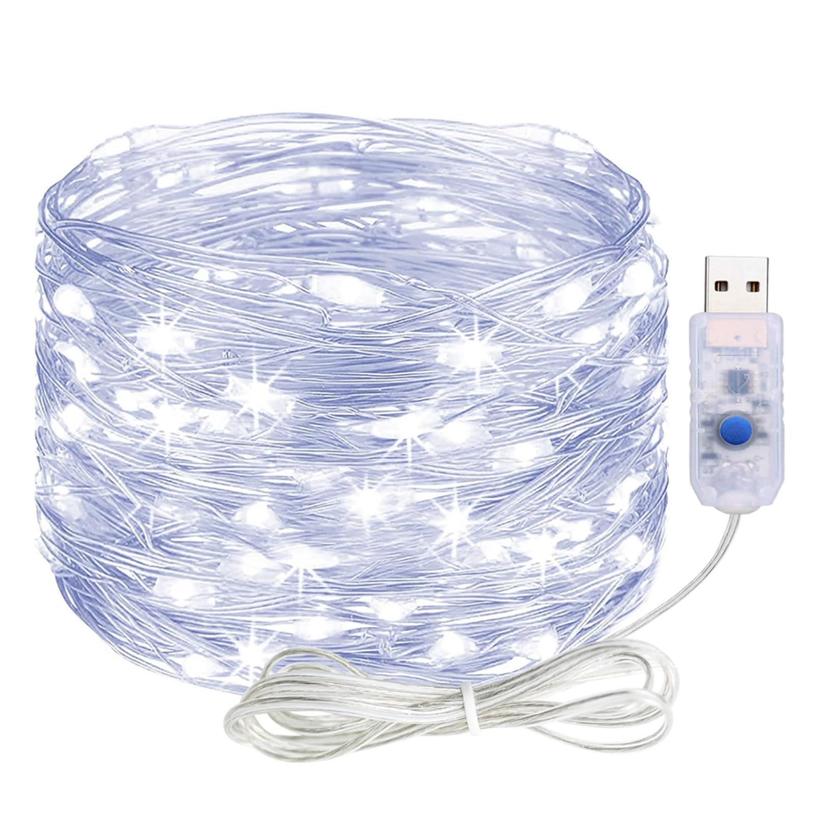ALEGRE® USB Lichterkette mit Timer, 2M 20 LED Kupferdraht Lichterkette Innen mit Stecker, Kaltweiß Led Lichterketten USB mit Timer, Fairy Lights für Weihnachten Deko, Halloween, Hochzeit, Schlafzimmer