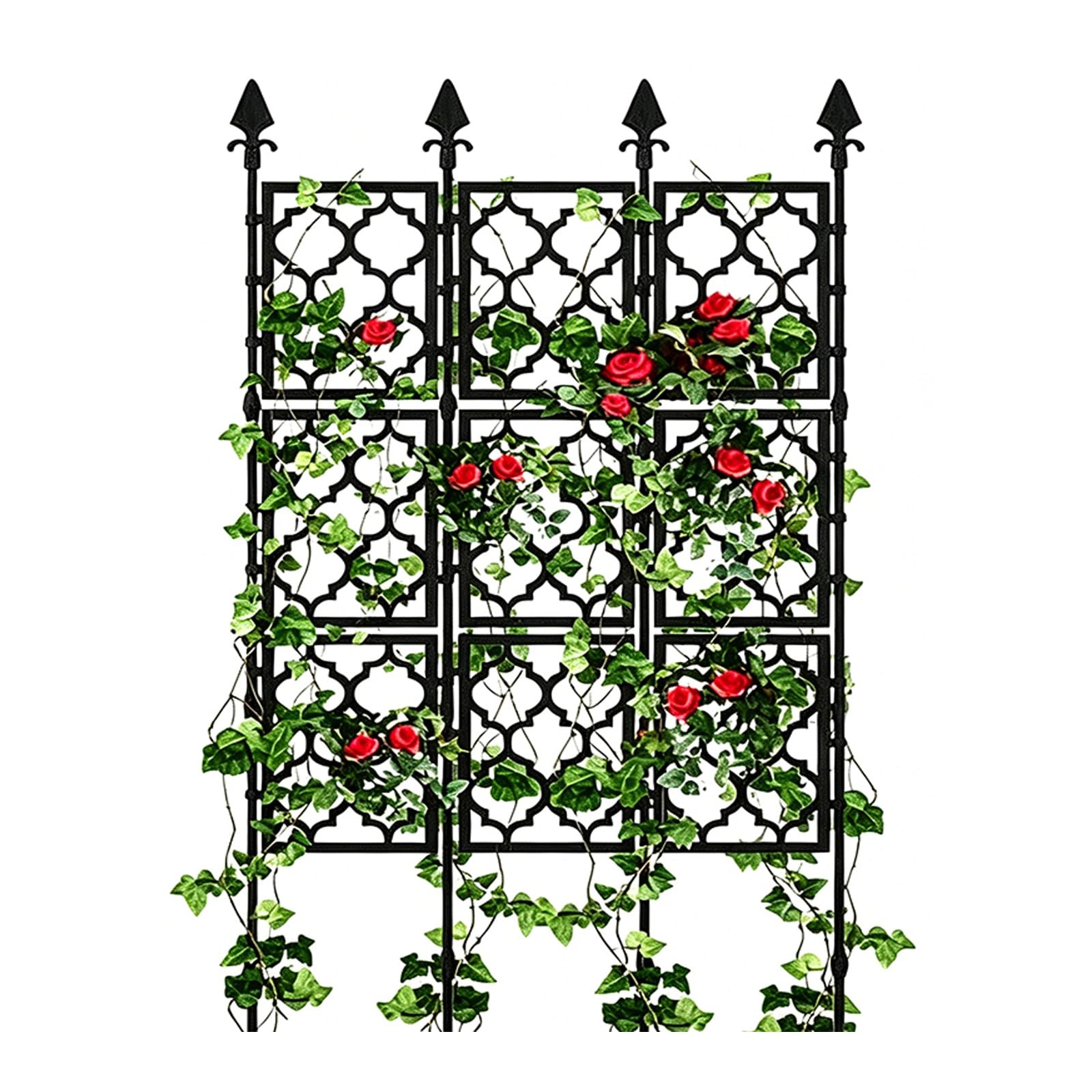 Treillis de jardin en métal robuste et durable, cadre mural noir haut de gamme pour plantes