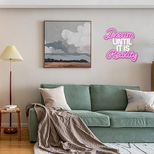 Miniatura 5 de Dream Until It Is Reality - Letrero LED de neón, letras de neón para decoración de pared, luces de neón con alimentación USB para dormitorio,
