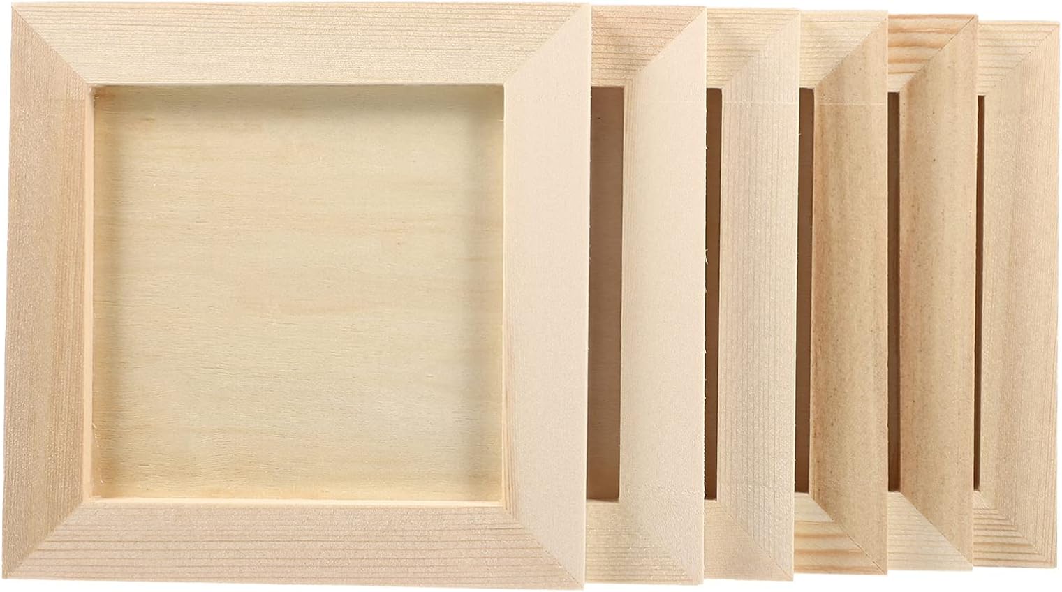 NUOBESTY 6Pcs Unfinished Wood Tray DIY Blank Wooden Photo Frame Panel Boards for Photo Display Art Crafts DIY Painting Projects Montessori Puzzle Blocks 4. 7 x 4. 7 in