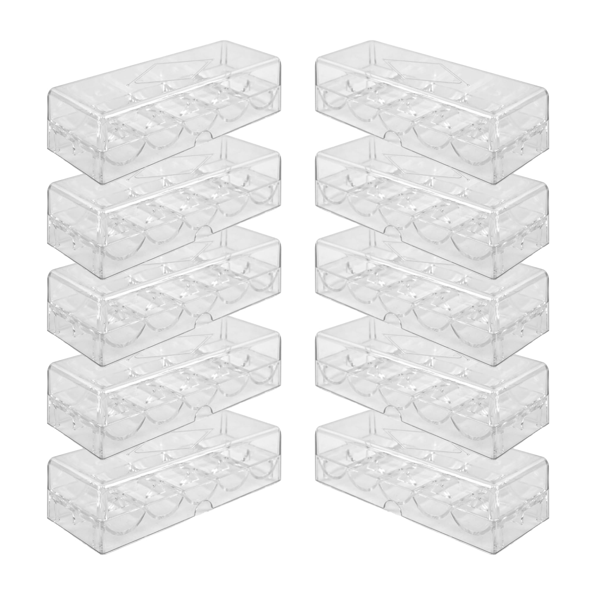 Gamers Lounge Poker Chip Trays with Lids - 100-count Clear Acrylic Poker Chip Racks - Chip Storage and Display Case (10)